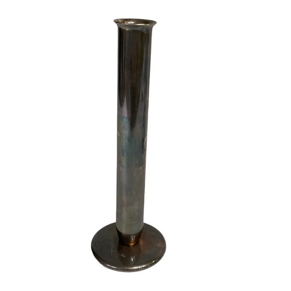 Vintage Sambonet Italy Silver Patina Small Bud Vase 18-40 Silver Plated